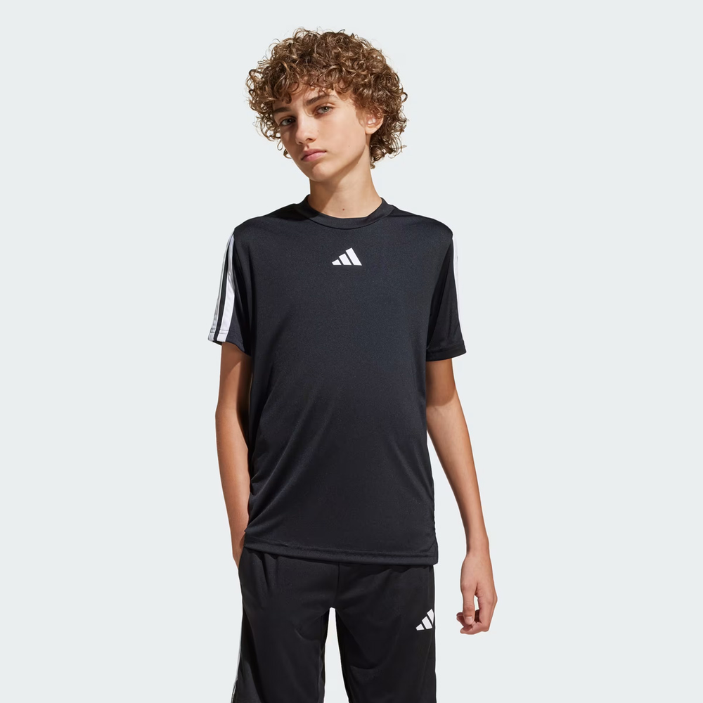 Camiseta Adidas Train Essentials 3S Juvenil Preta Camiseta Adidas Train Essentials 3S Juvenil Preta