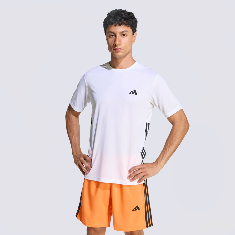 Camiseta Adidas WE Base 3 Stripes Branca e Preta Camiseta Adidas WE Base 3 Stripes Branca e Preta
