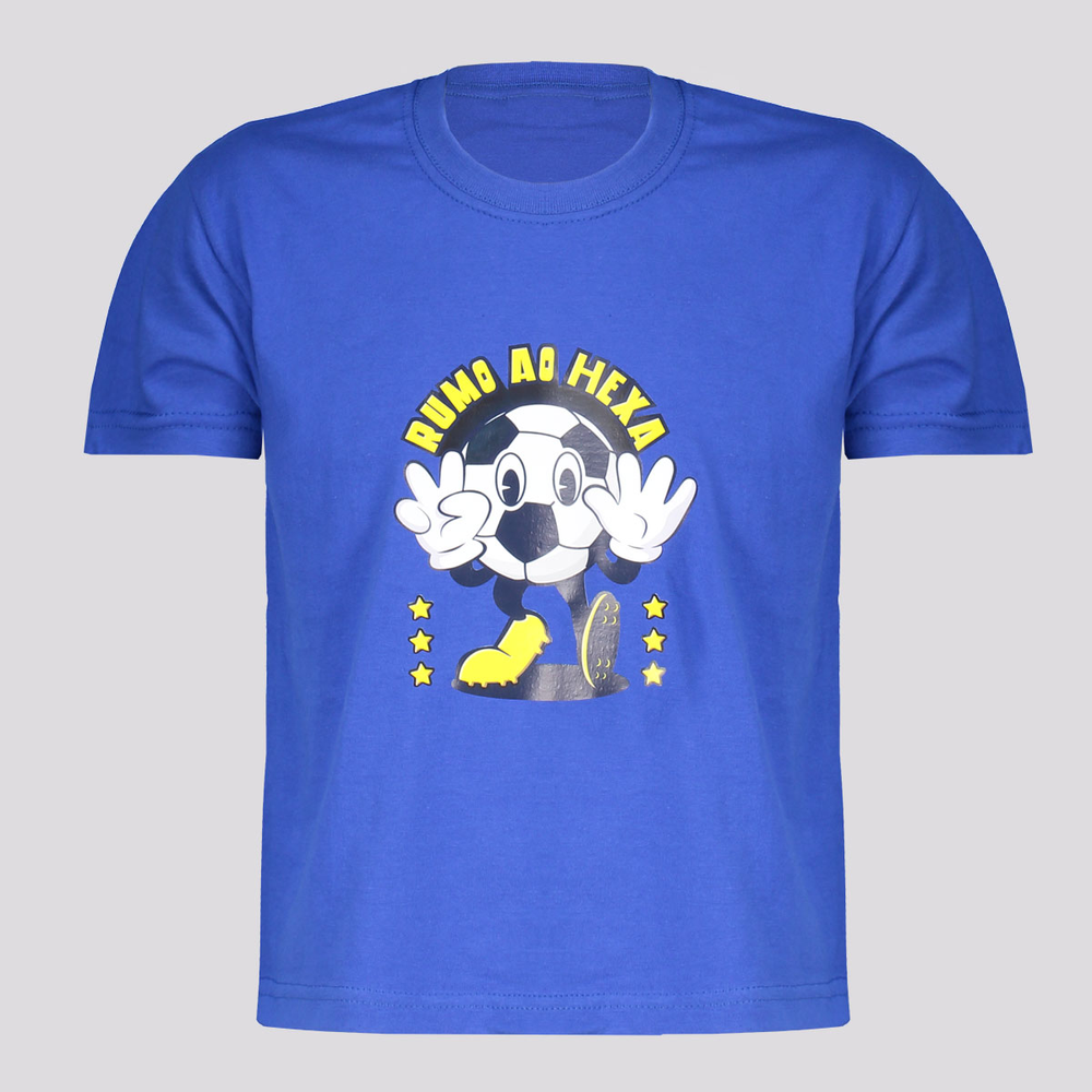 Camiseta Bolinha do Hexa Infantil Azul Camiseta Bolinha do Hexa Infantil Azul