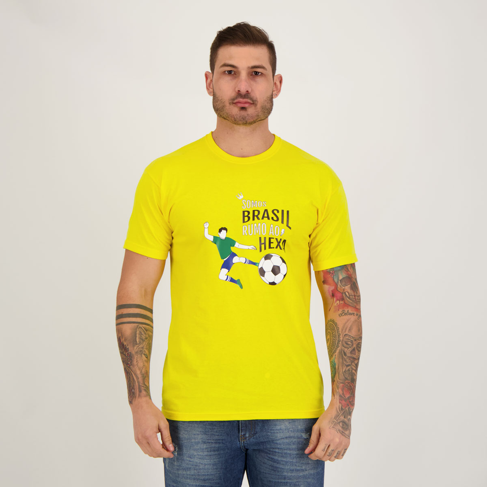 Camiseta Brasil Craque do Hexa Amarela Camiseta Brasil Craque do Hexa Amarela