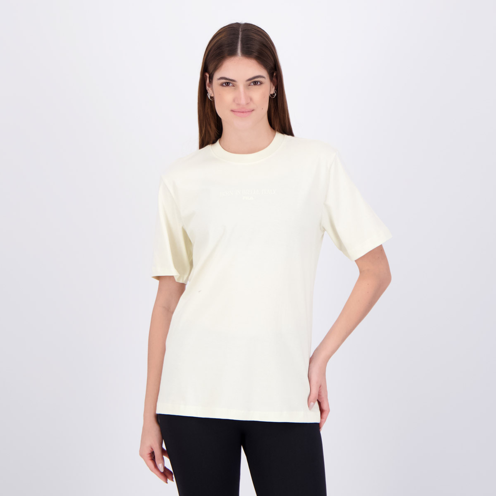 Camiseta Fila Comfort Biella Basic Feminina Off White Camiseta Fila Comfort Biella Basic Feminina Off White
