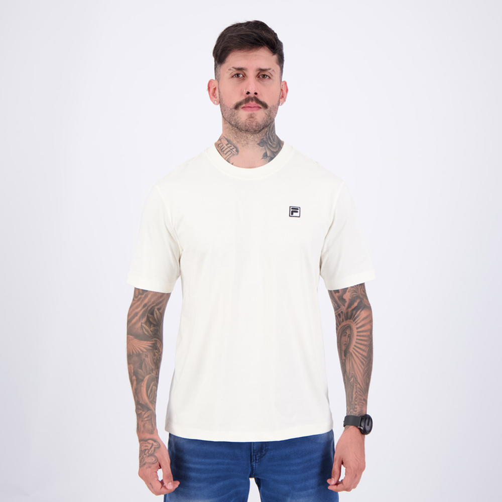 Camiseta Fila Comfort Biella Union Classics Off White e Preta Camiseta Fila Comfort Biella Union Classics Off White e Preta