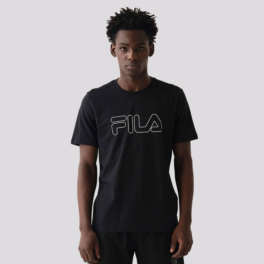 Camiseta Fila Regular Letter Outline Preto Camiseta Fila Regular Letter Outline Preto