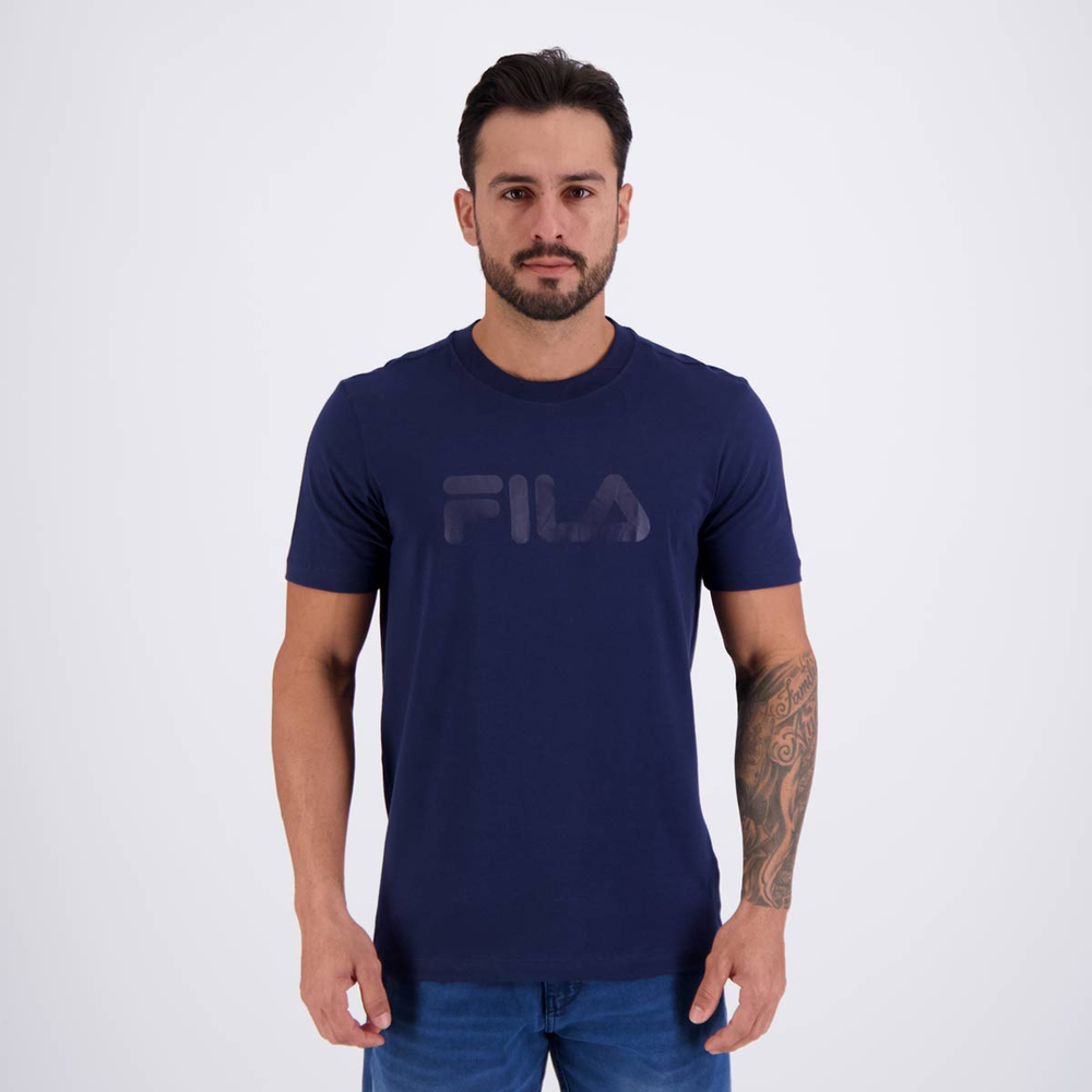 Camiseta Fila Regular Letter Premium IV Marinho e Cinza Camiseta Fila Regular Letter Premium IV Marinho e Cinza