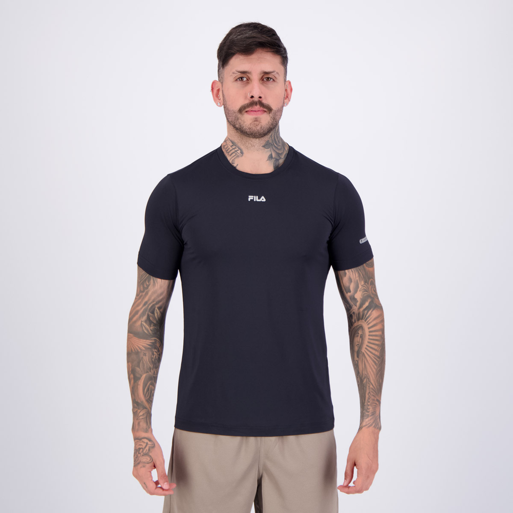 Camiseta Fila Sun Protect Breezy Logo Preta Camiseta Fila Sun Protect Breezy Logo Preta