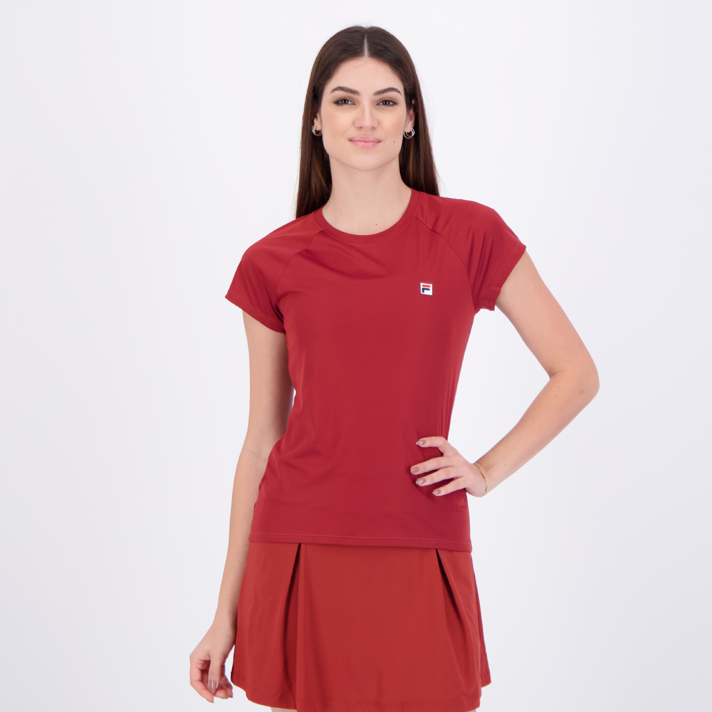 Camiseta Fila Tennis Basic Feminina Bordô Camiseta Fila Tennis Basic Feminina Bordô