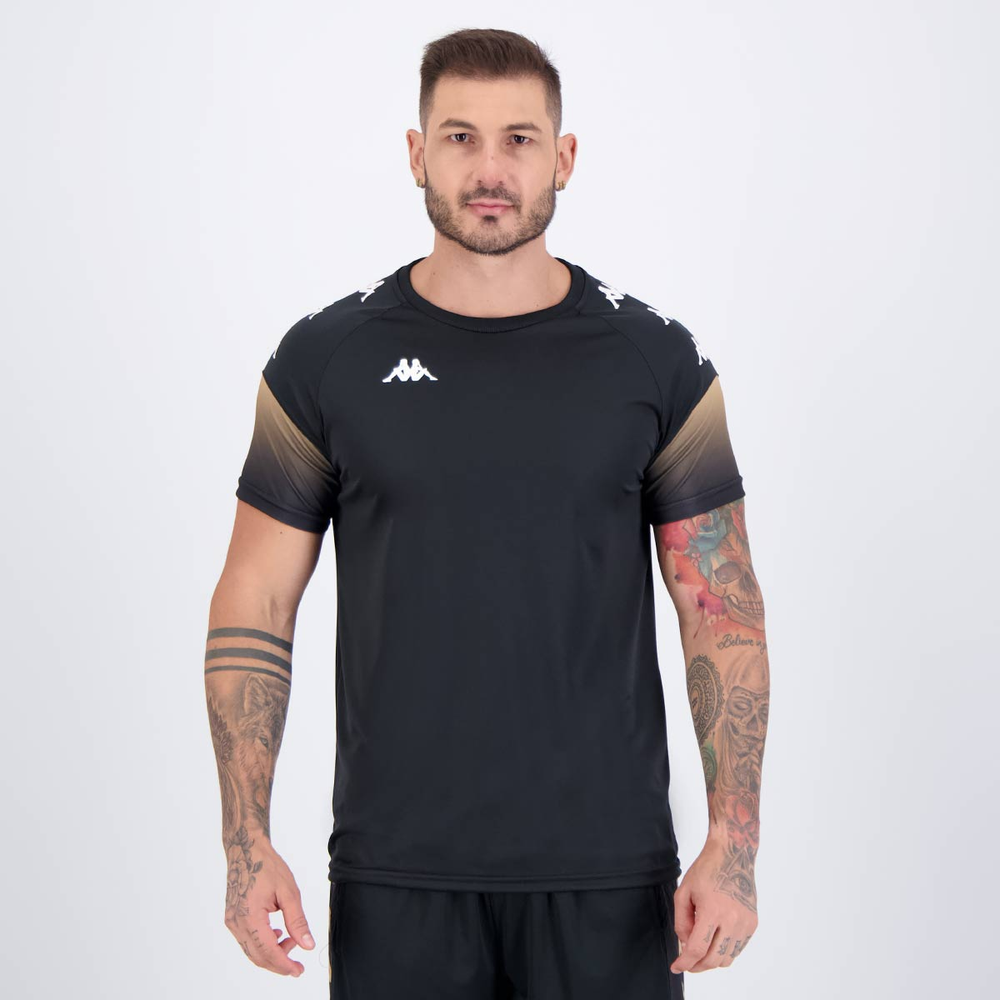 Camiseta Kappa Bearr Preta e Dourada Camiseta Kappa Bearr Preta e Dourada