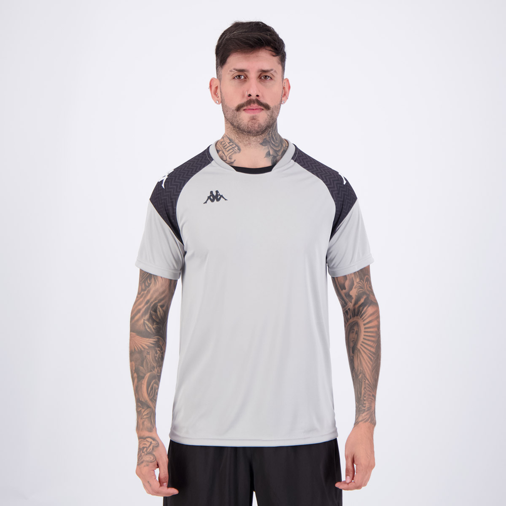 Camiseta Kappa Sammy Cinza e Preta Camiseta Kappa Sammy Cinza e Preta