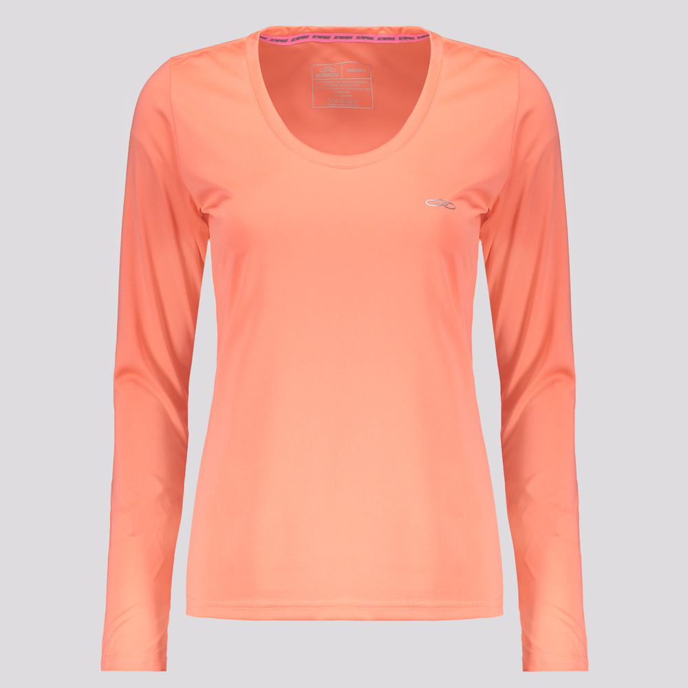 Camiseta Manga Longa Olympikus Essential Feminina Coral