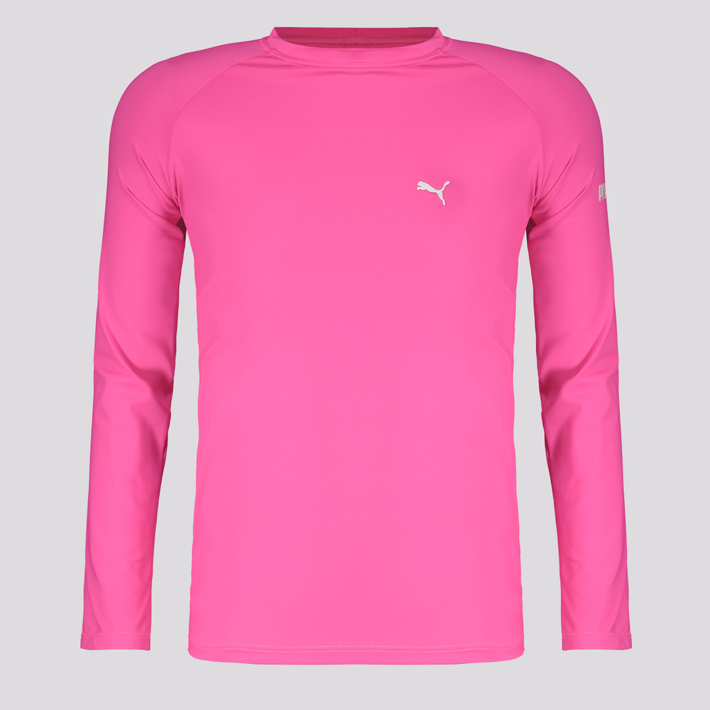 Camiseta Manga Longa Puma UV50+ Infantil Rosa e Branca Camiseta Manga Longa Puma UV50+ Infantil Rosa e Branca
