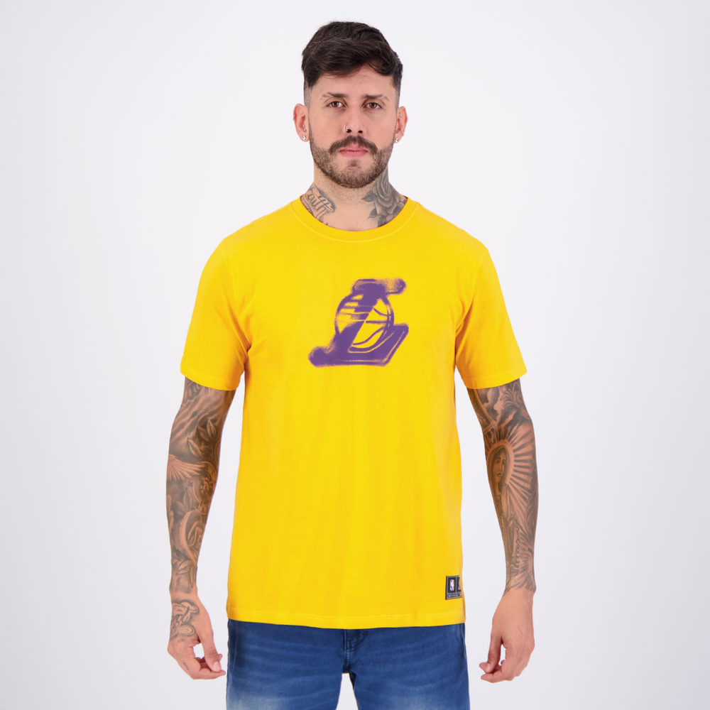 Camiseta NBA Los Angeles Lakers Spray Amarela Camiseta NBA Los Angeles Lakers Spray Amarela
