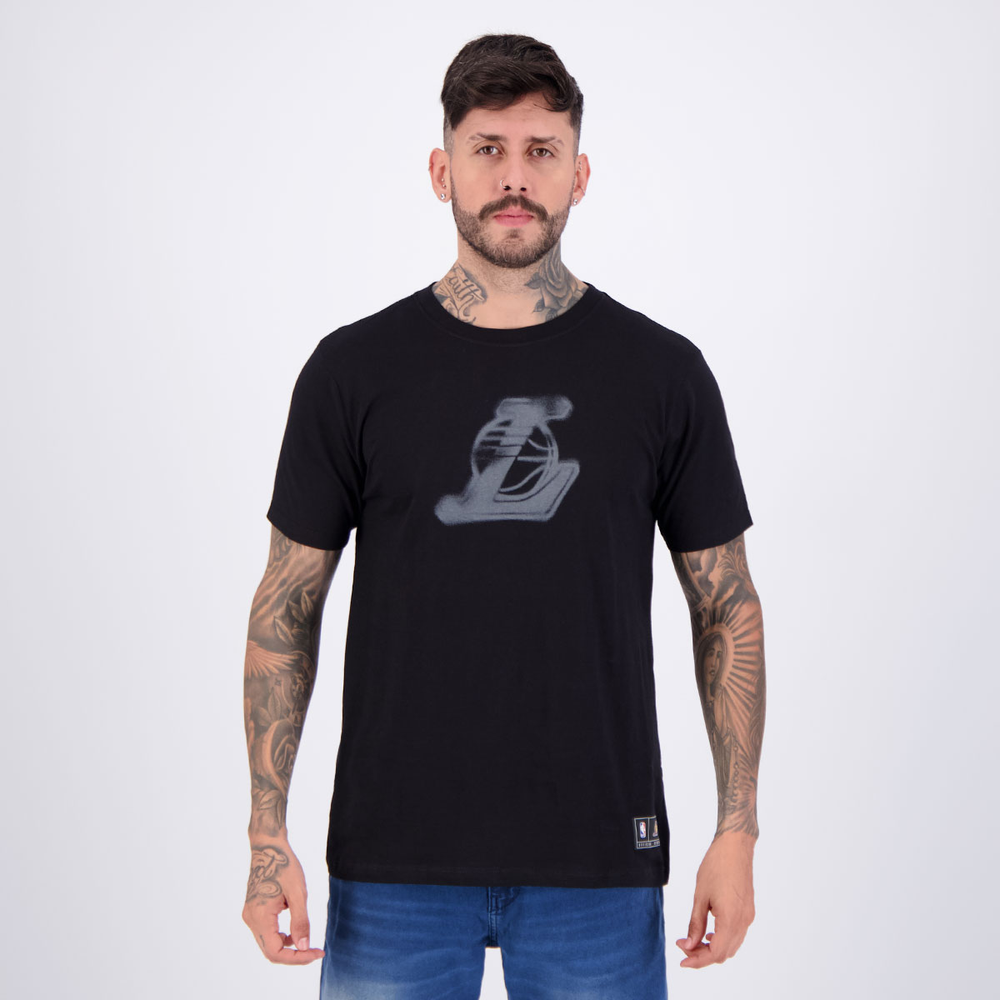 Camiseta NBA Los Angeles Lakers Spray Preta Camiseta NBA Los Angeles Lakers Spray Preta
