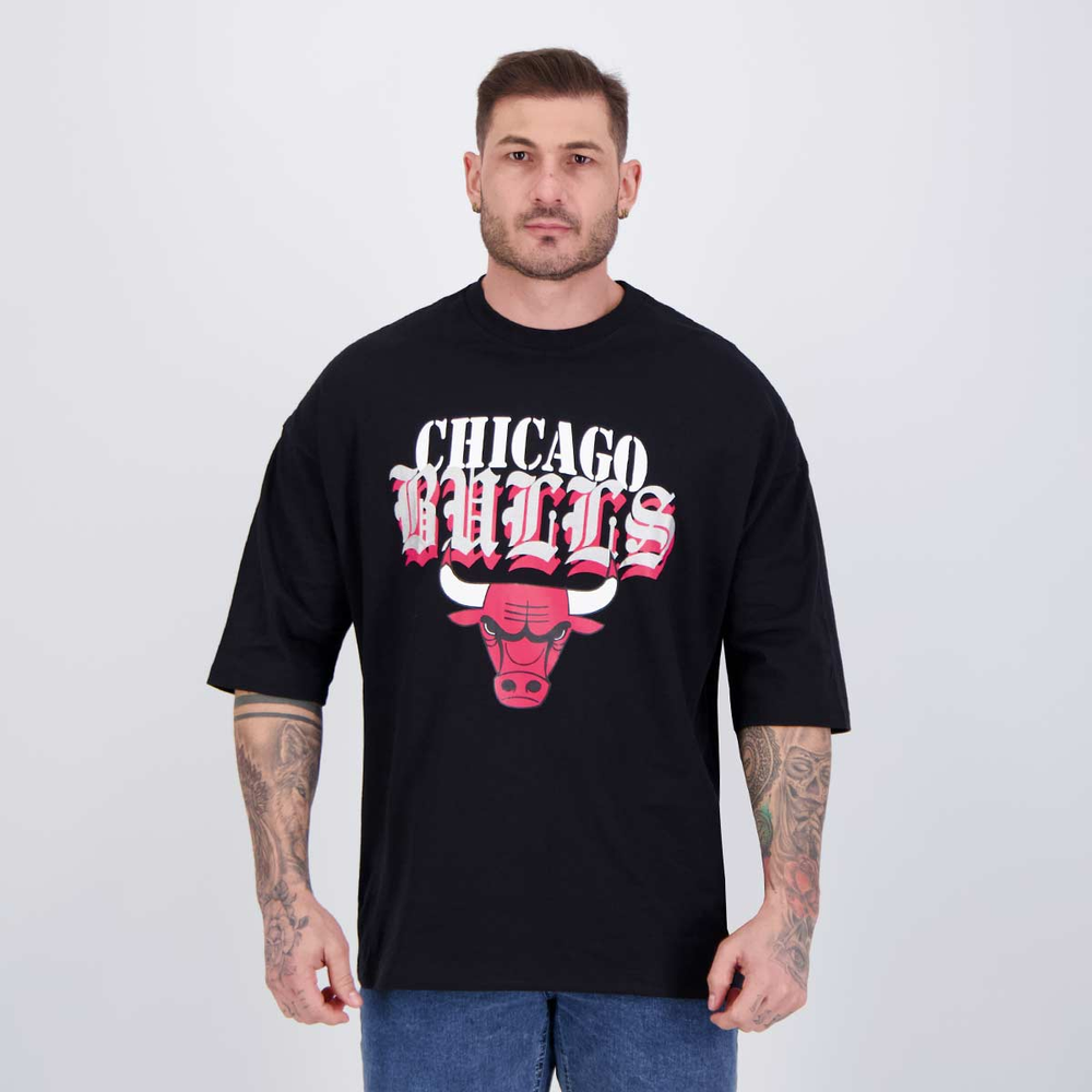 Camiseta NBA Metal Team Chicago Bulls Preta Camiseta NBA Metal Team Chicago Bulls Preta