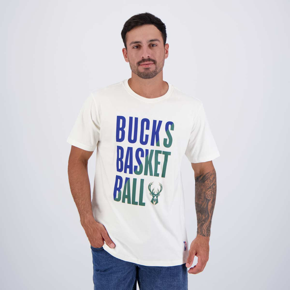 Camiseta NBA Milwaukee Bucks Colorful Off White Camiseta NBA Milwaukee Bucks Colorful Off White