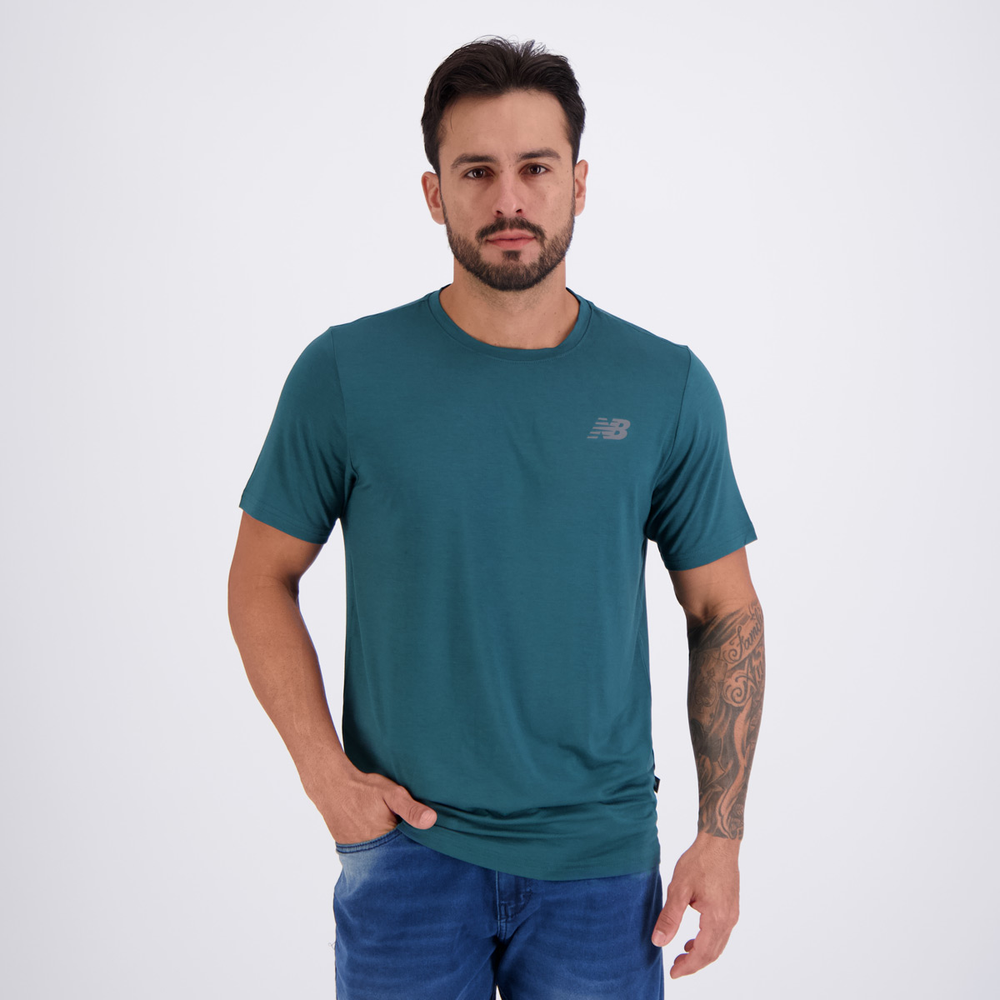 Camiseta New Balance Active Logo Verde Camiseta New Balance Active Logo Verde