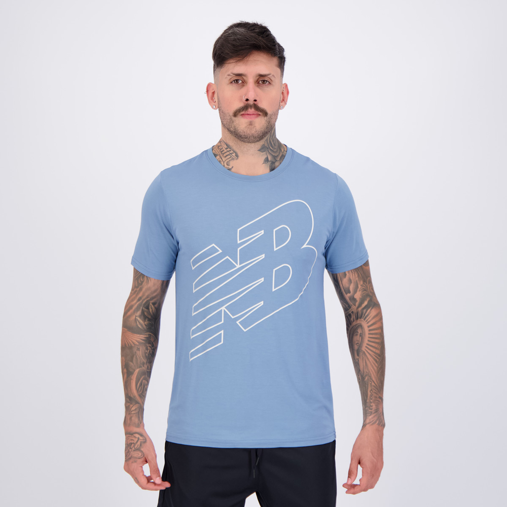 Camiseta New Balance Sport Essentials Printed Azul Camiseta New Balance Sport Essentials Printed Azul
