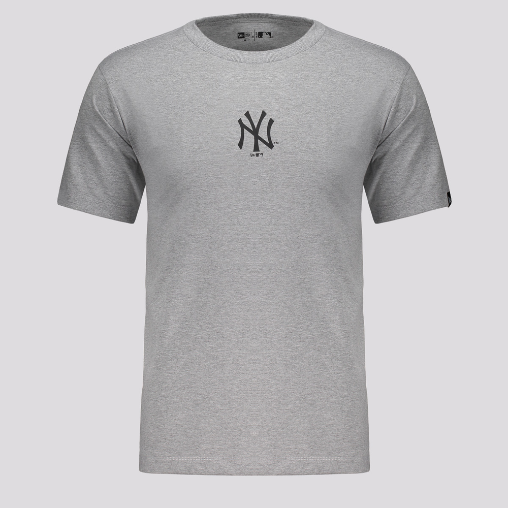 Camiseta New Era MLB New York Yankees Basica Cinza Mescla Camiseta New Era MLB New York Yankees Basica Cinza Mescla