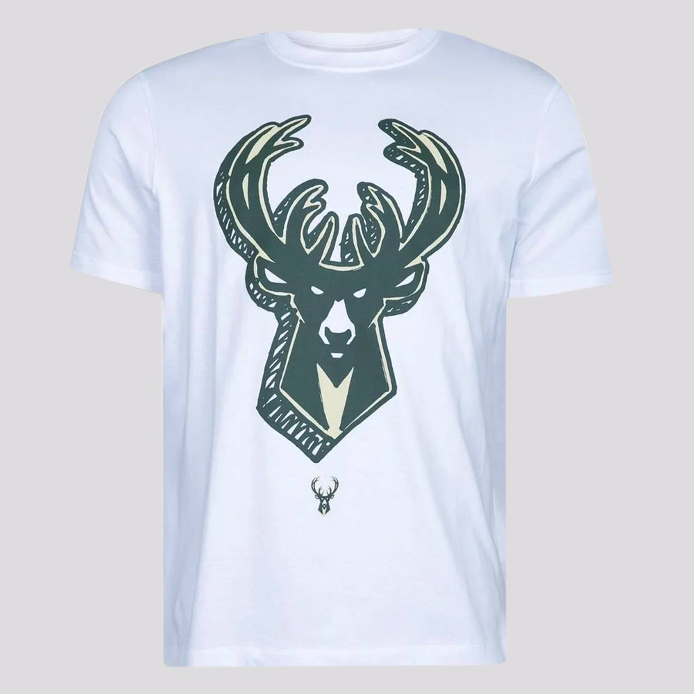 Camiseta New Era NBA Milwaukee Bucks All Core Branca Camiseta New Era NBA Milwaukee Bucks All Core Branca