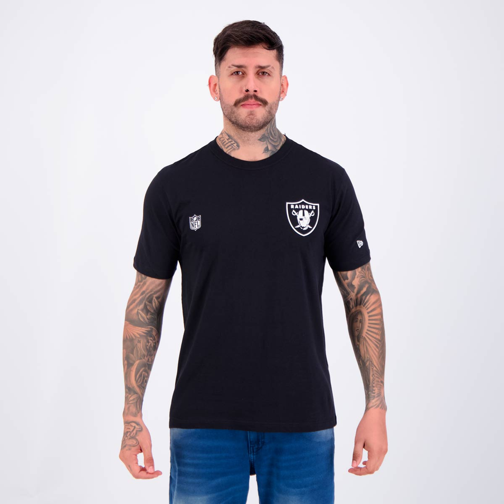 Camiseta New Era NFL Las Vegas Raiders Preta e Branca