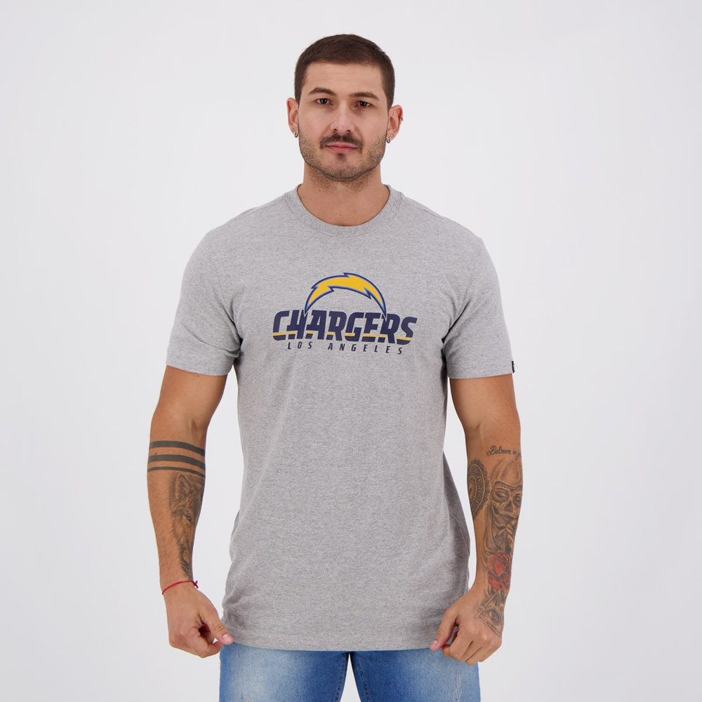 Camiseta New Era NFL Los Angeles Chargers Cinza Me Camiseta New Era NFL Los Angeles Chargers Cinza Me