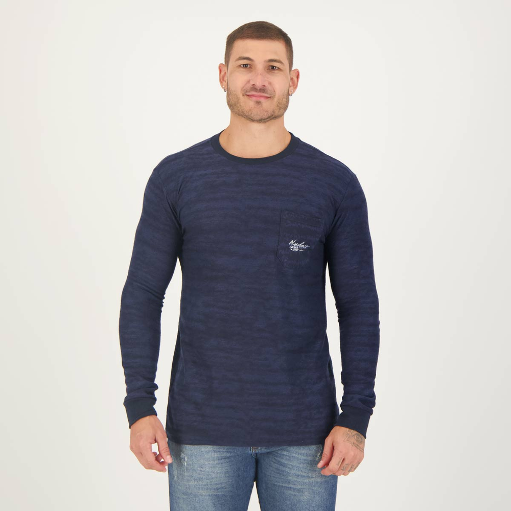 Camiseta Nicoboco Manga Longa Shadow Marinho Camiseta Nicoboco Manga Longa Shadow Marinho