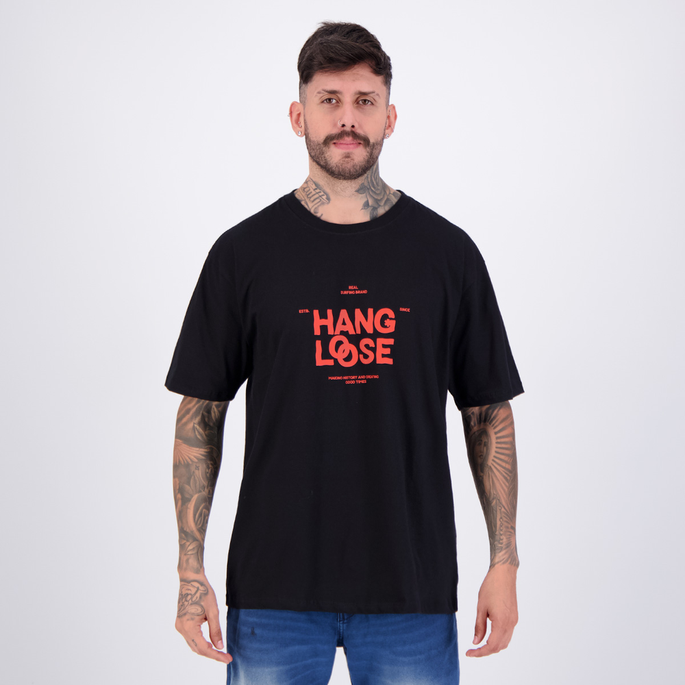 Camiseta Oversize Hang Loose Chilli Preta