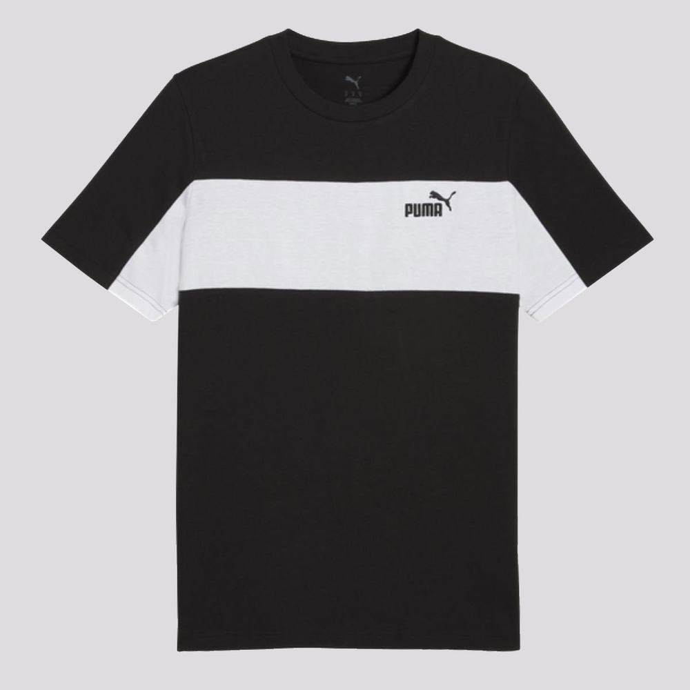 Camiseta Puma ESS Block Preta e Branca Camiseta Puma ESS Block Preta e Branca