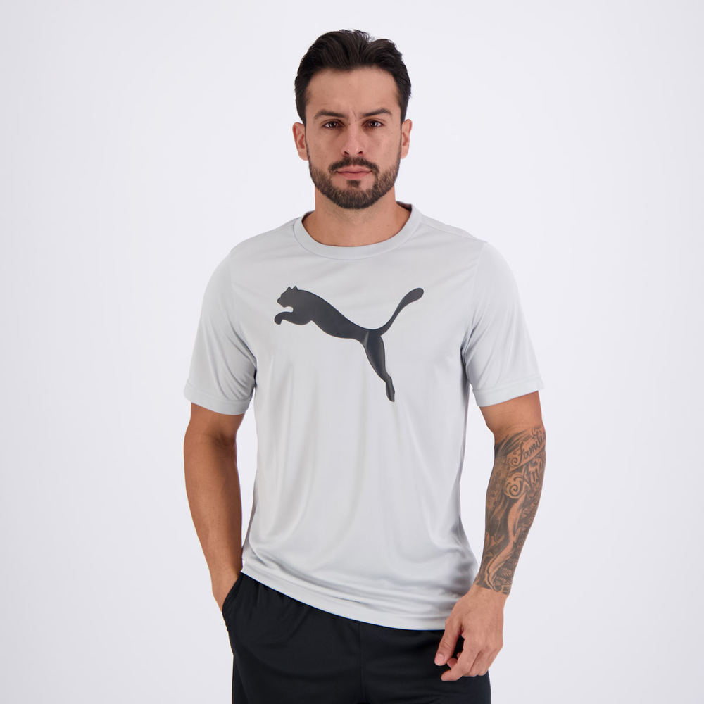 Camiseta Puma ESS Logo Poly Cinza Camiseta Puma ESS Logo Poly Cinza