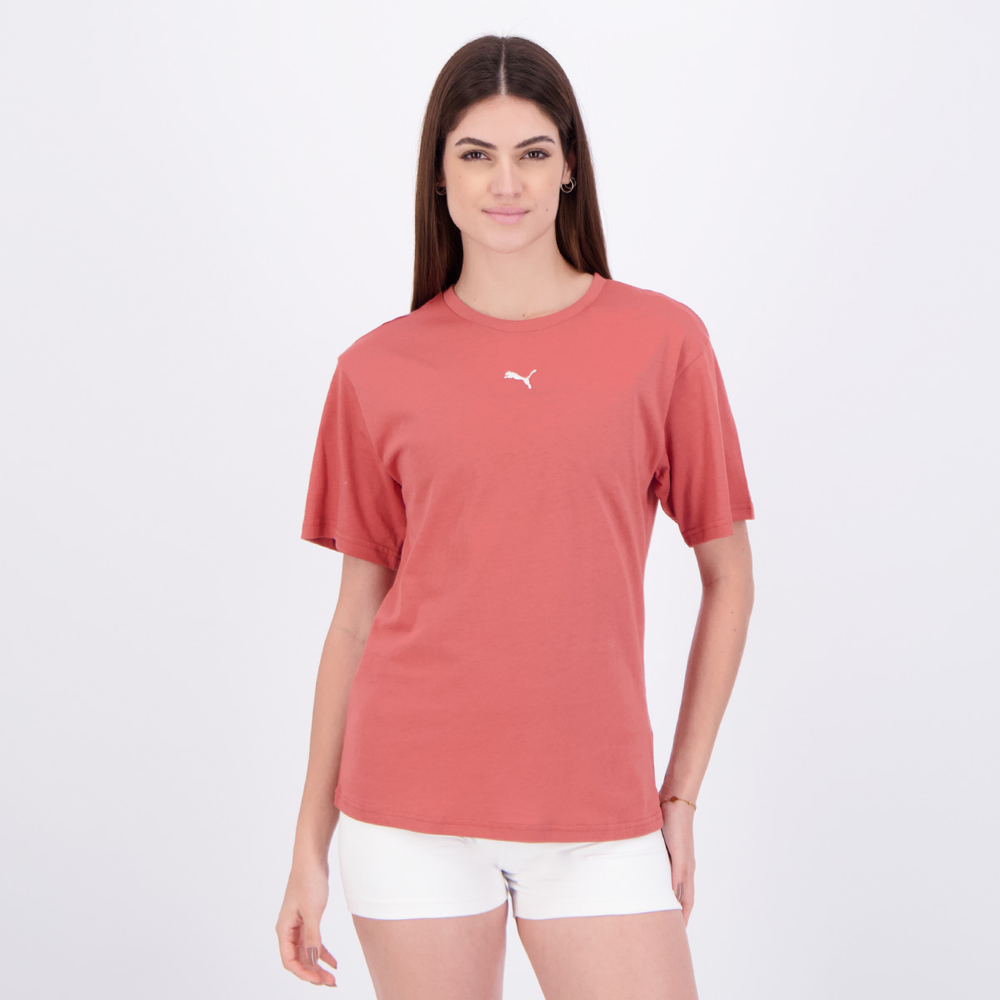 Camiseta Puma ESS Relaxed Feminina Vermelha Camiseta Puma ESS Relaxed Feminina Vermelha
