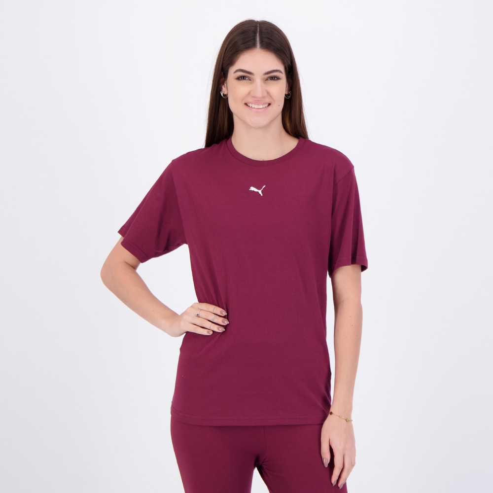 Camiseta Puma ESS Relaxed Feminino Bordô Camiseta Puma ESS Relaxed Feminino Bordô
