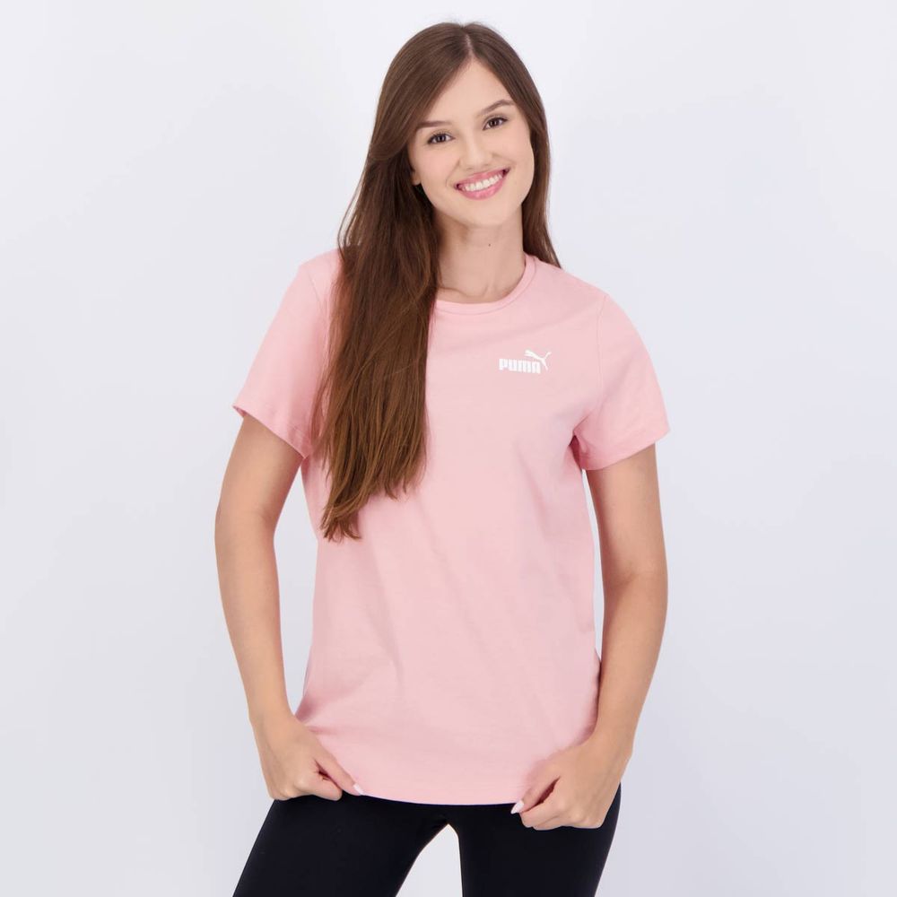 Camiseta Puma ESS Small Logo W Feminina Rosa Camiseta Puma ESS Small Logo W Feminina Rosa