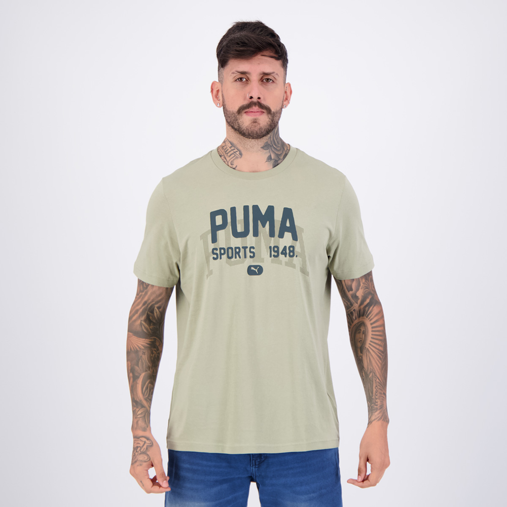Camiseta Puma Graphics Varsity Cinza Camiseta Puma Graphics Varsity Cinza