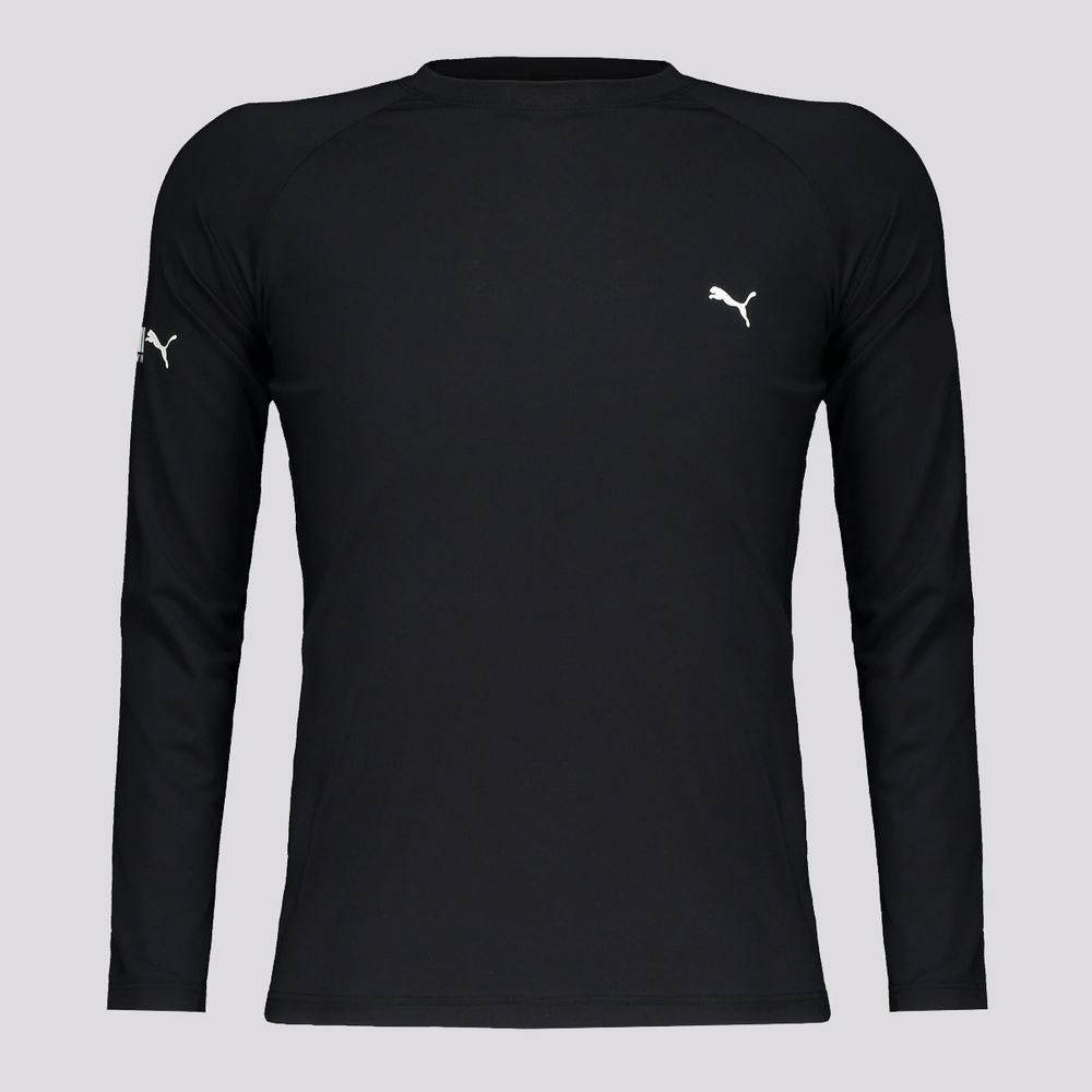 Camiseta Puma Manga Longa UV50+ Juvenil Preta Camiseta Puma Manga Longa UV50+ Juvenil Preta