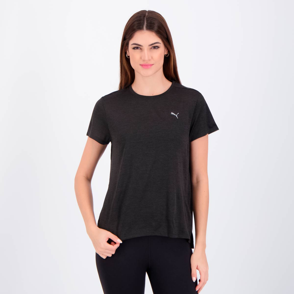 Camiseta Puma Run Favorite Heather SS Tee Feminina Preta Camiseta Puma Run Favorite Heather SS Tee Feminina Preta