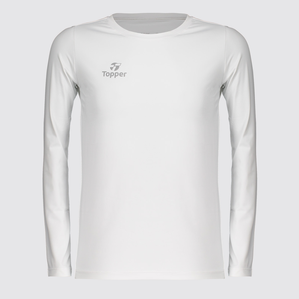 Camiseta Térmica Topper Classic UV50 Manga Longa Juvenil Branca