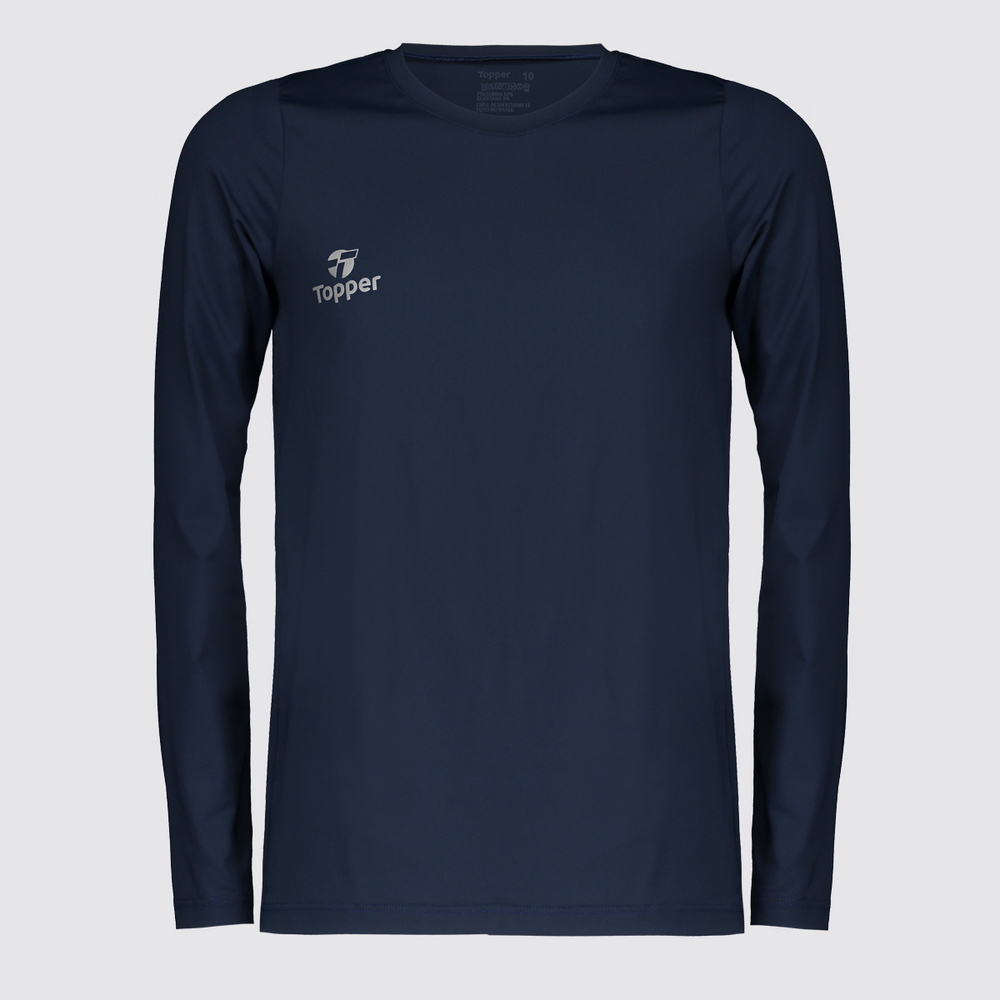 Camiseta Térmica Topper Classic UV50 Manga Longa Juvenil Marinho
