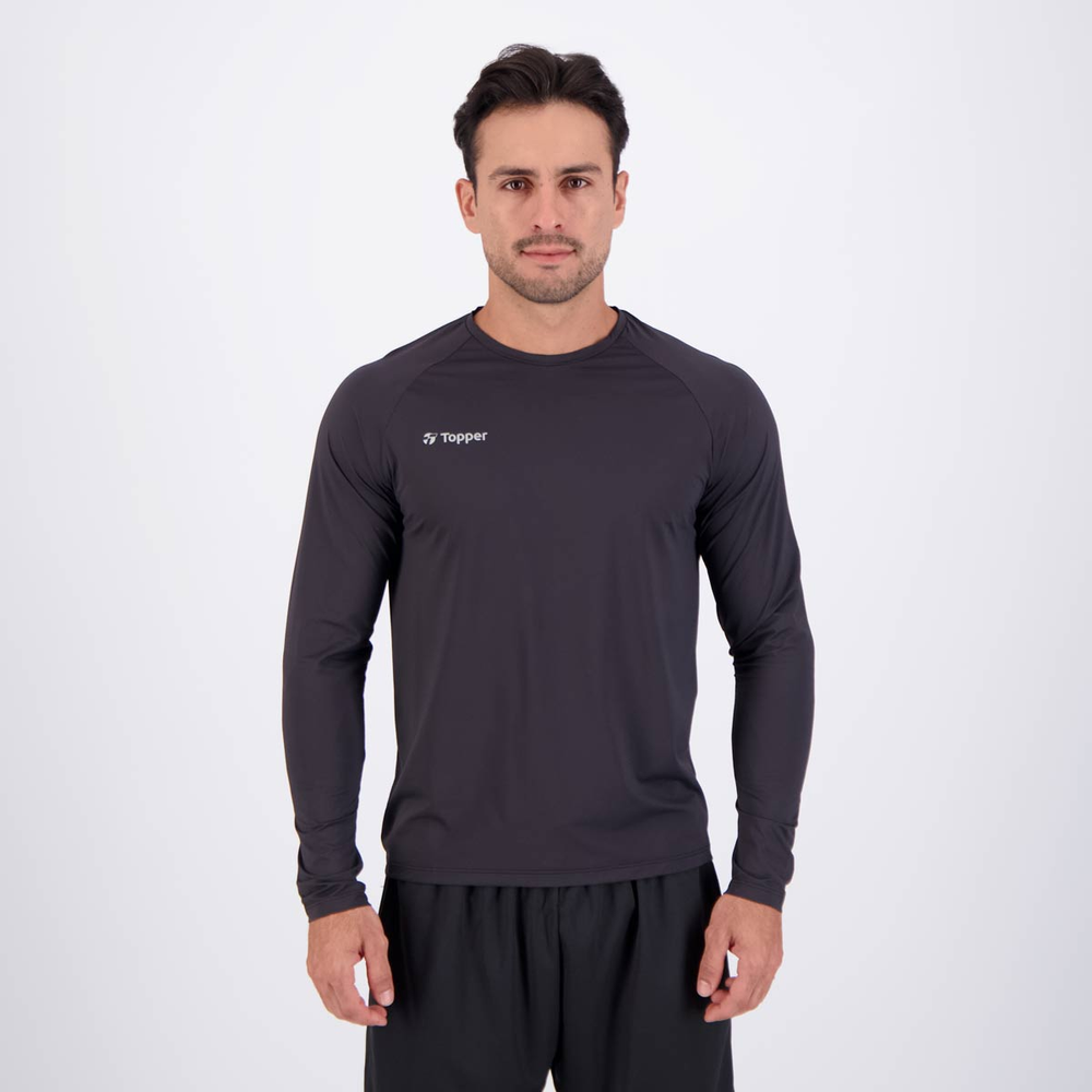 Camiseta Topper Basic Poliamida Manga Longa Preta Camiseta Topper Basic Poliamida Manga Longa Preta