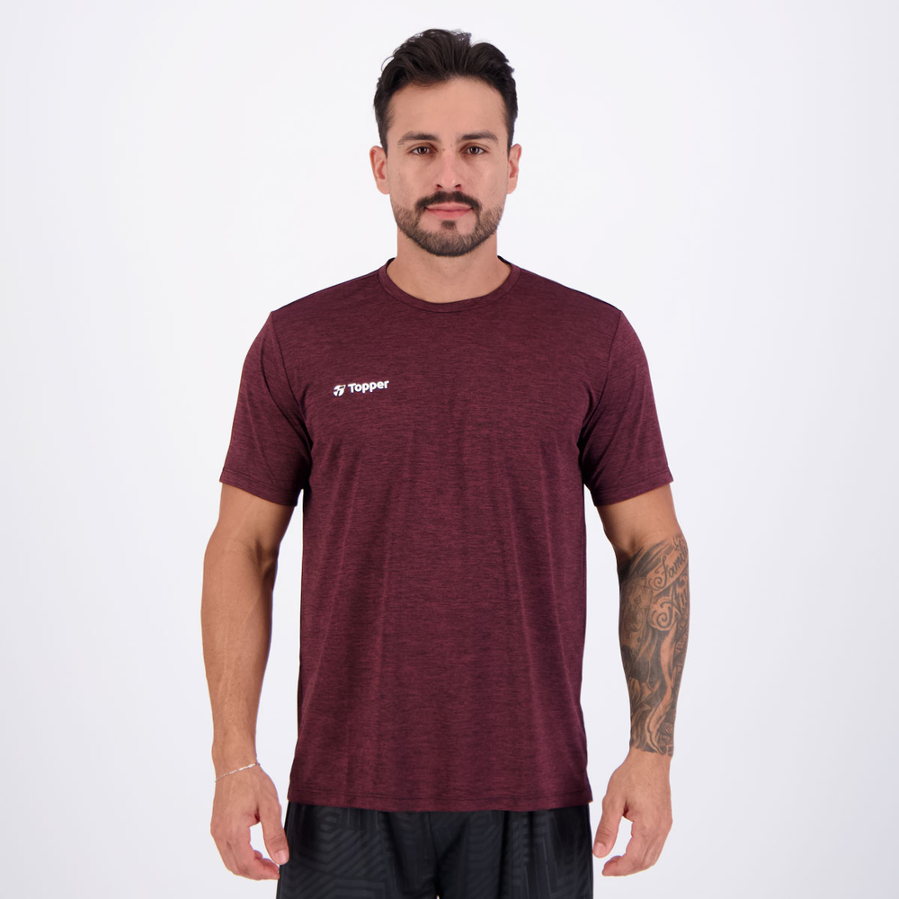 Camiseta Topper Treino Classic Mescla Bordô Camiseta Topper Treino Classic Mescla Bordô