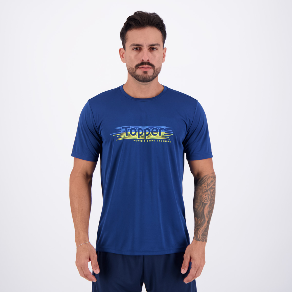 Camiseta Topper Treino Stamp Logo Azul Camiseta Topper Treino Stamp Logo Azul