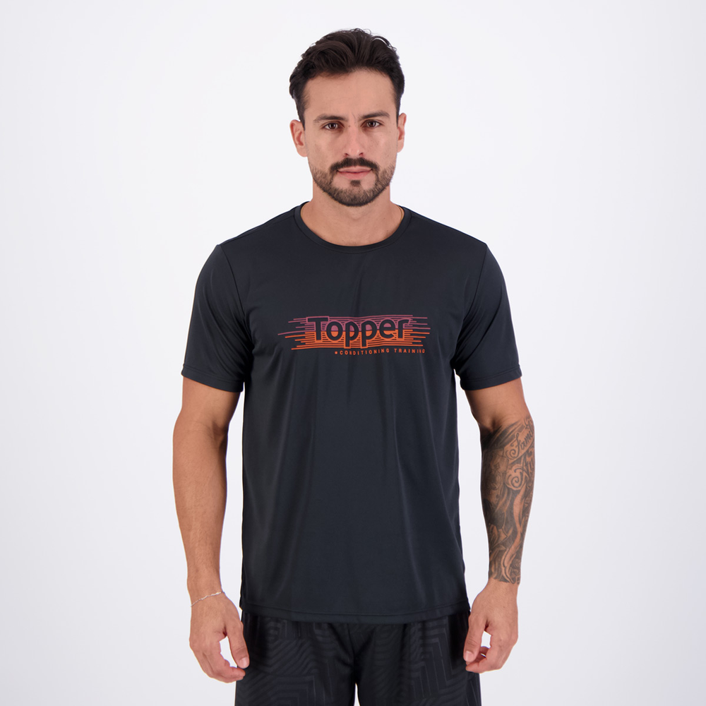 Camiseta Topper Treino Stamp Logo Preta Camiseta Topper Treino Stamp Logo Preta