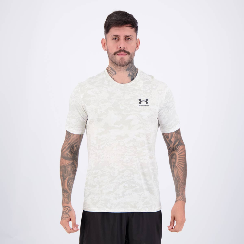 Camiseta Under Armour Camo SS Branca e Verde Camiseta Under Armour Camo SS Branca e Verde