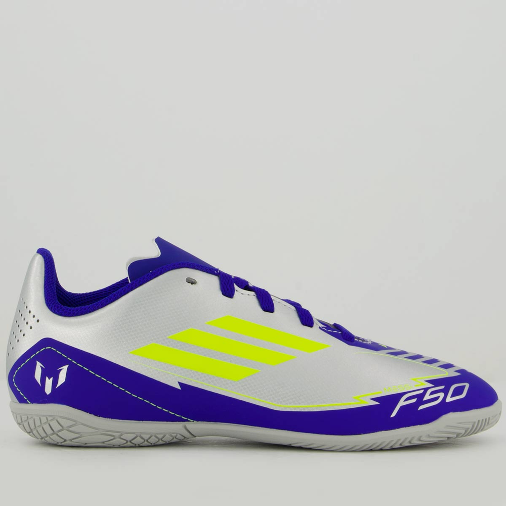 Chuteira Adidas F50 Club Messi Futsal Juvenil Prata Chuteira Adidas F50 Club Messi Futsal Juvenil Prata