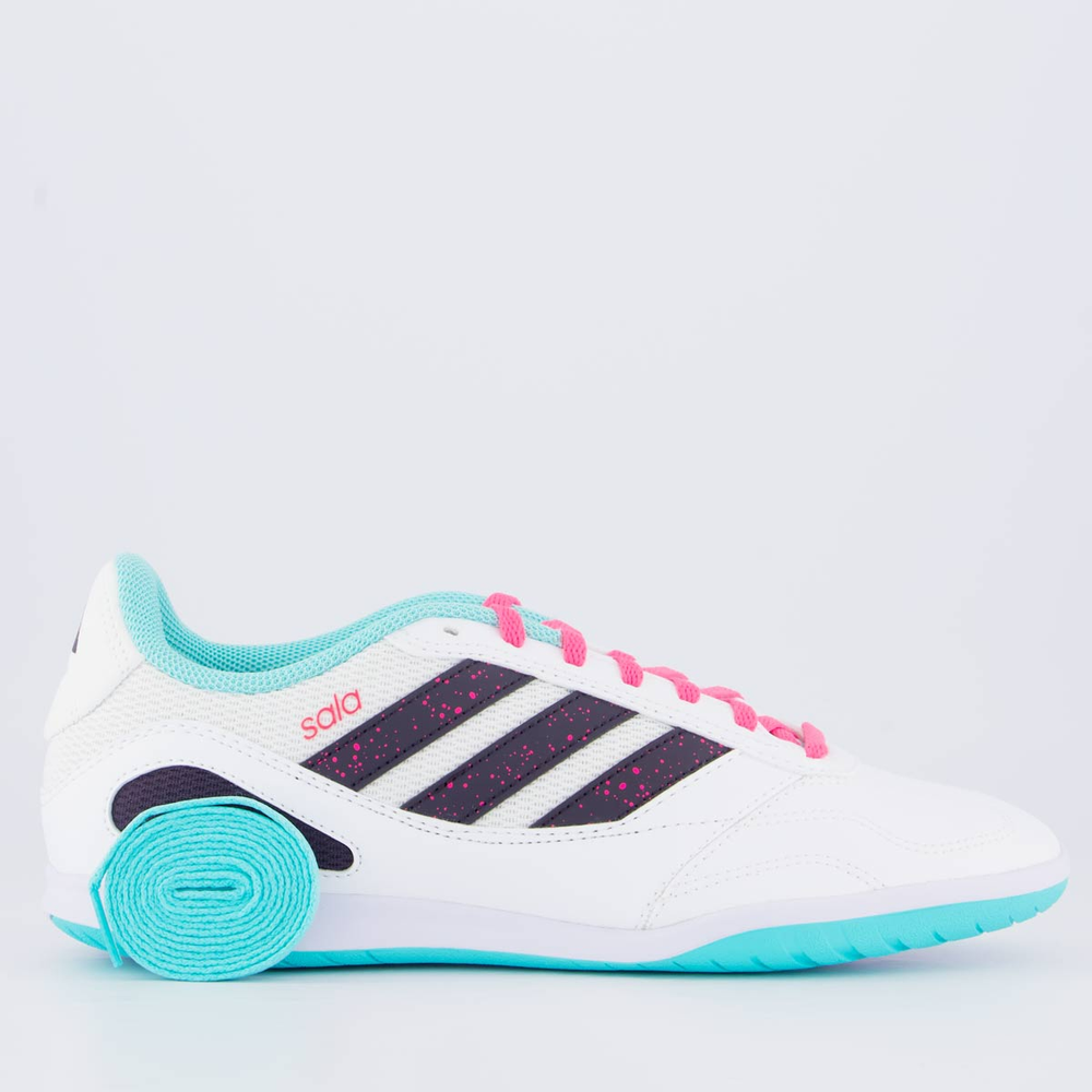 Chuteira Adidas Super Sala III Futsal Branca e Azul