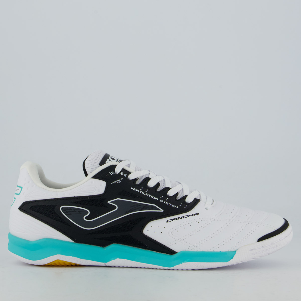 Chuteira Joma Cancha Futsal Branco e Preto