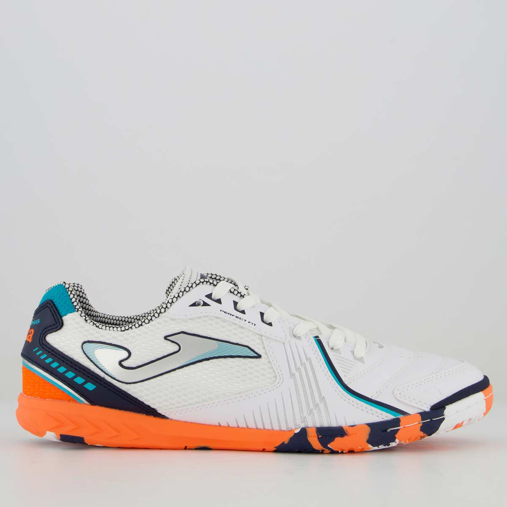 Chuteira Joma Dribling Futsal Branca e Laranja Chuteira Joma Dribling Futsal Branca e Laranja
