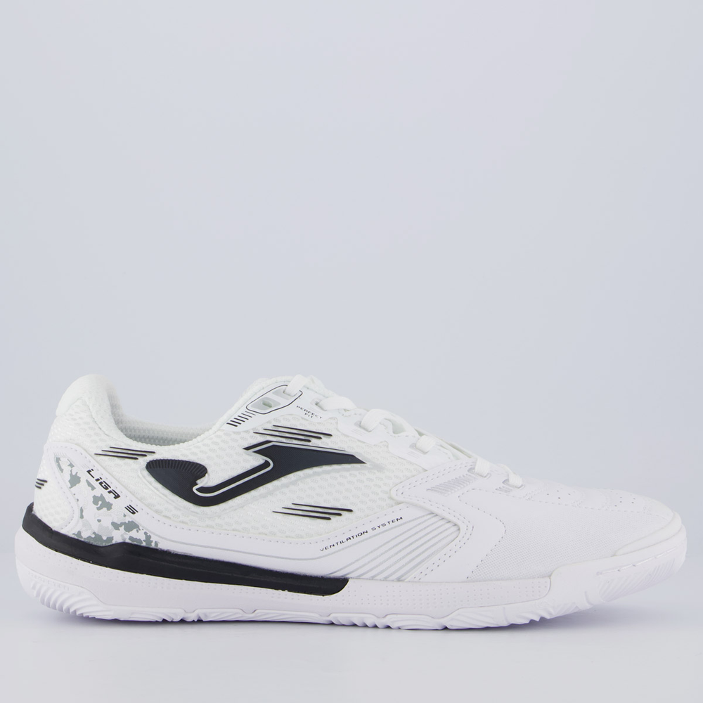 Chuteira Joma Liga 5 Futsal Branca e Preto Chuteira Joma Liga 5 Futsal Branca e Preto