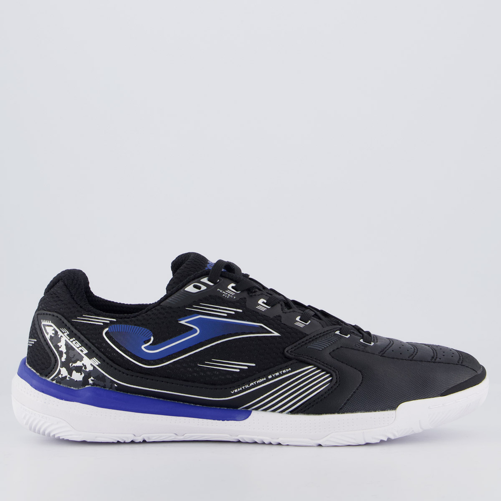 Chuteira Joma Liga 5 Futsal Preta e Branca Chuteira Joma Liga 5 Futsal Preta e Branca