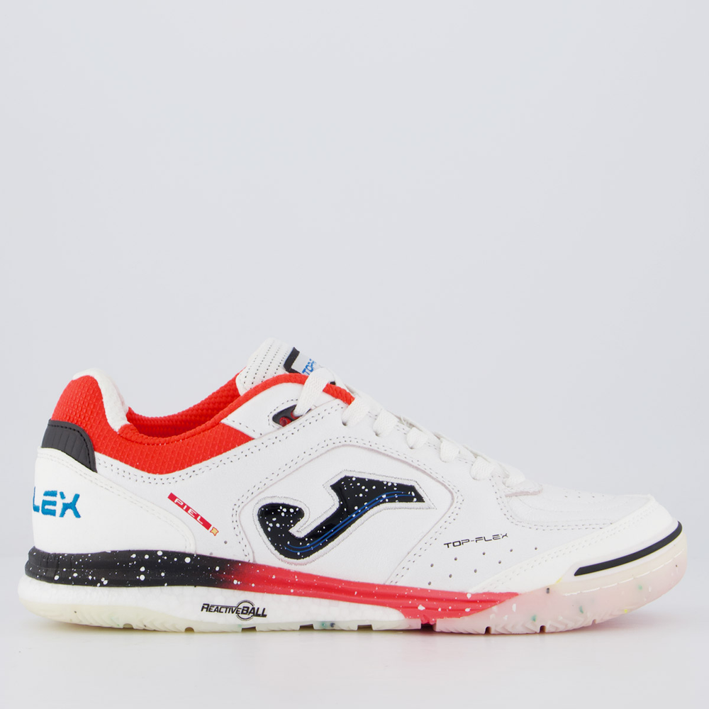Chuteira Joma Top Flex Rebound Futsal Branca e Coral Chuteira Joma Top Flex Rebound Futsal Branca e Coral