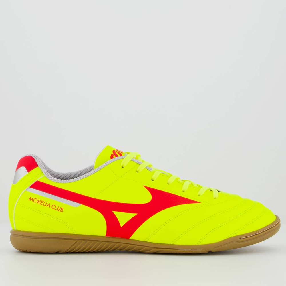 Chuteira Mizuno Morelia Club IN Futsal Amarela e Vermelha Chuteira Mizuno Morelia Club IN Futsal Amarela e Vermelha