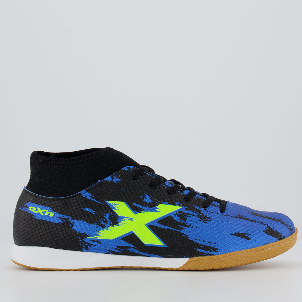 Chuteira Oxn Fusion Grip 3 Neo Futsal Preta e Azul Chuteira Oxn Fusion Grip 3 Neo Futsal Preta e Azul